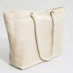 Large Canvas Beach Tote Bag with Fancy Rope Handles